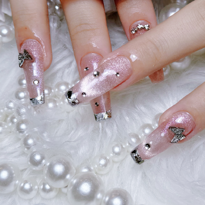 チップ長さだし💎ガラスフレンチ(ベース色付き)