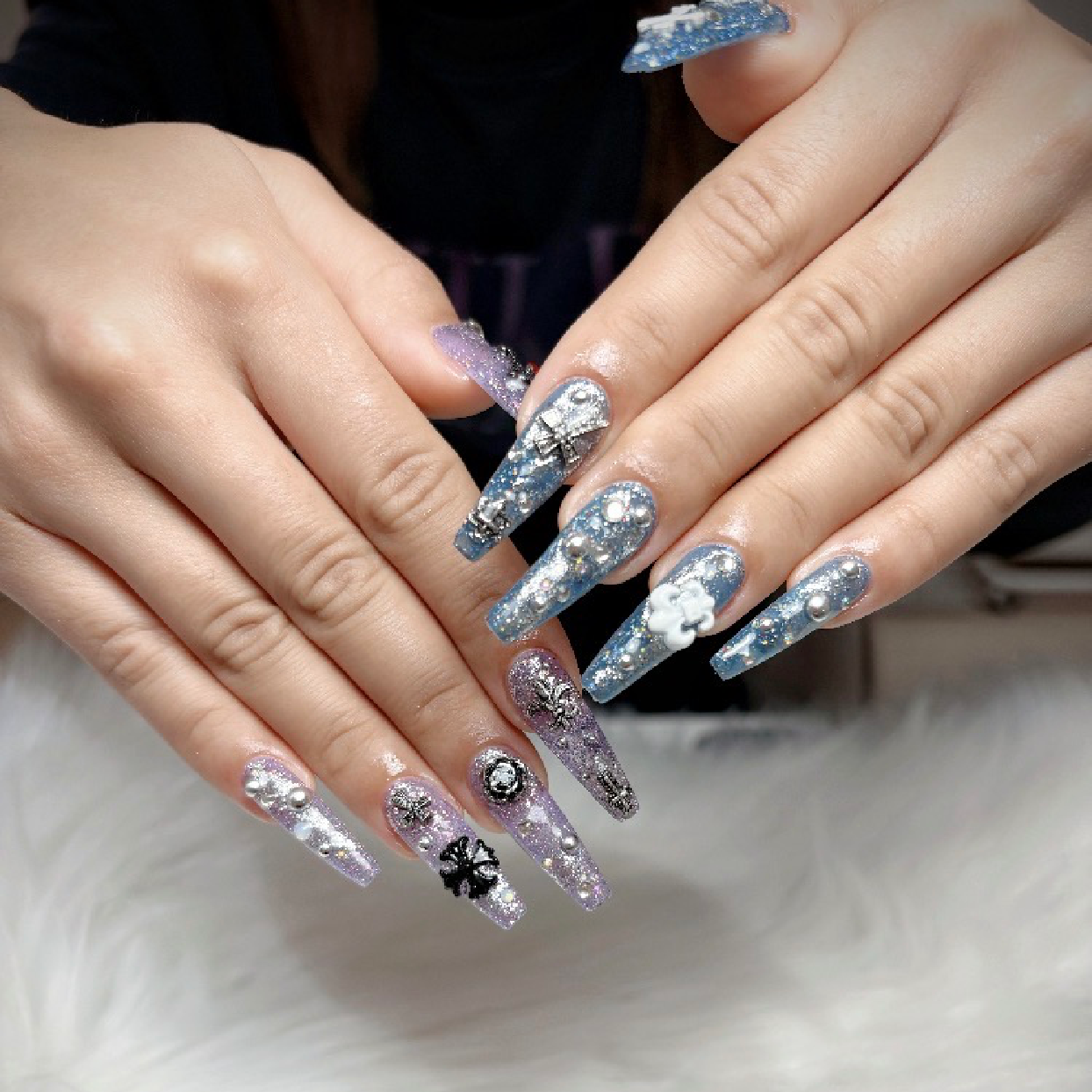 チップ長さ出し　ワンカラー/ラメ　パーツつけ放題　9800円