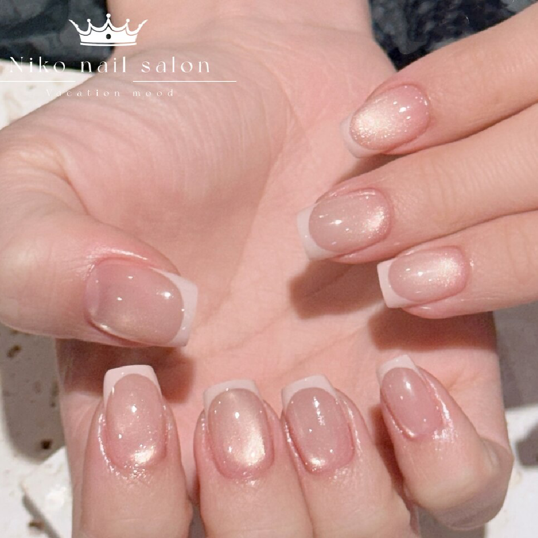 【上品きらめき】ぷるマグネット×ホワイトフレンチ  ¥8980