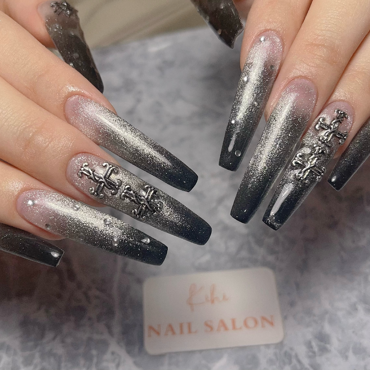 チップ長さだしグラデーション6本+アート4本