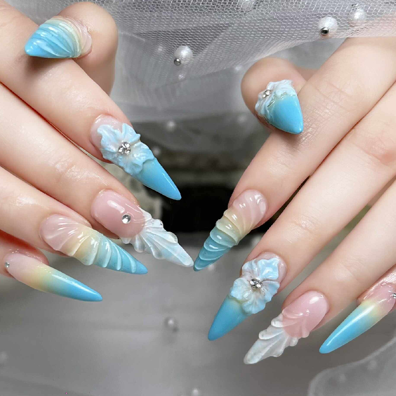 🌷3D花系デザイン、10本長さだしやり放題150分、夏人気コース10％Sale