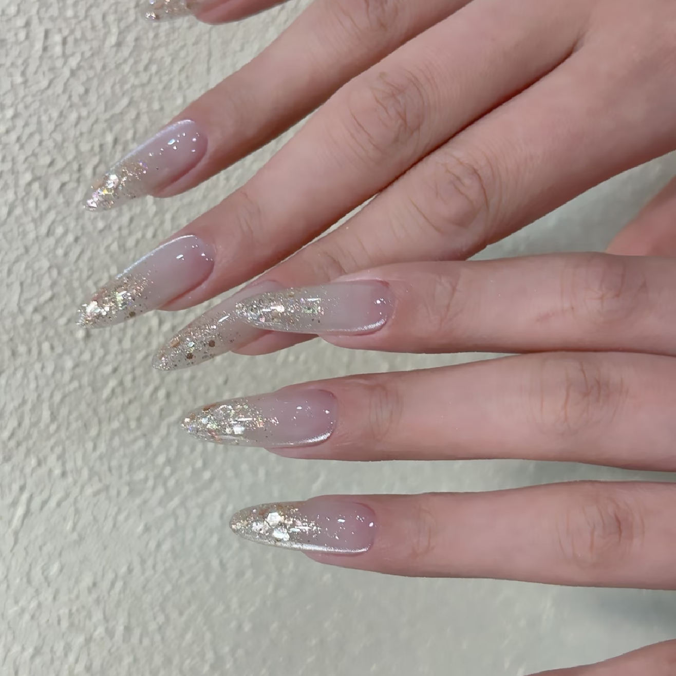 【チップ長さ出し】フラッシュネイル  キラキラ7980