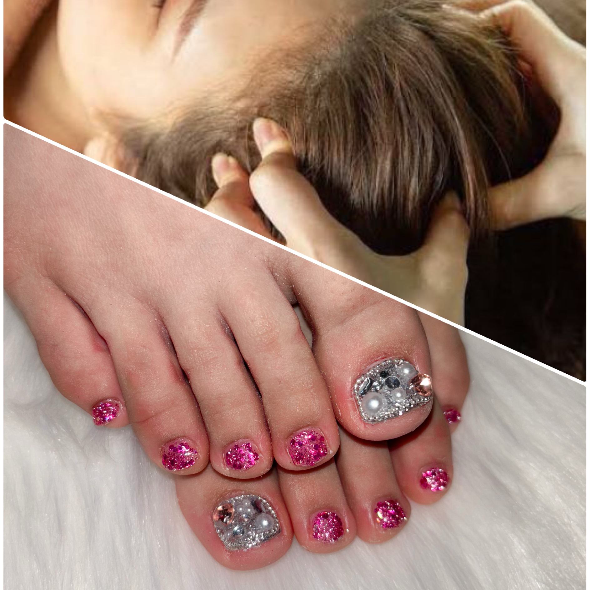 フットストーン2本とカラー＋ドライヘッドスパ30分