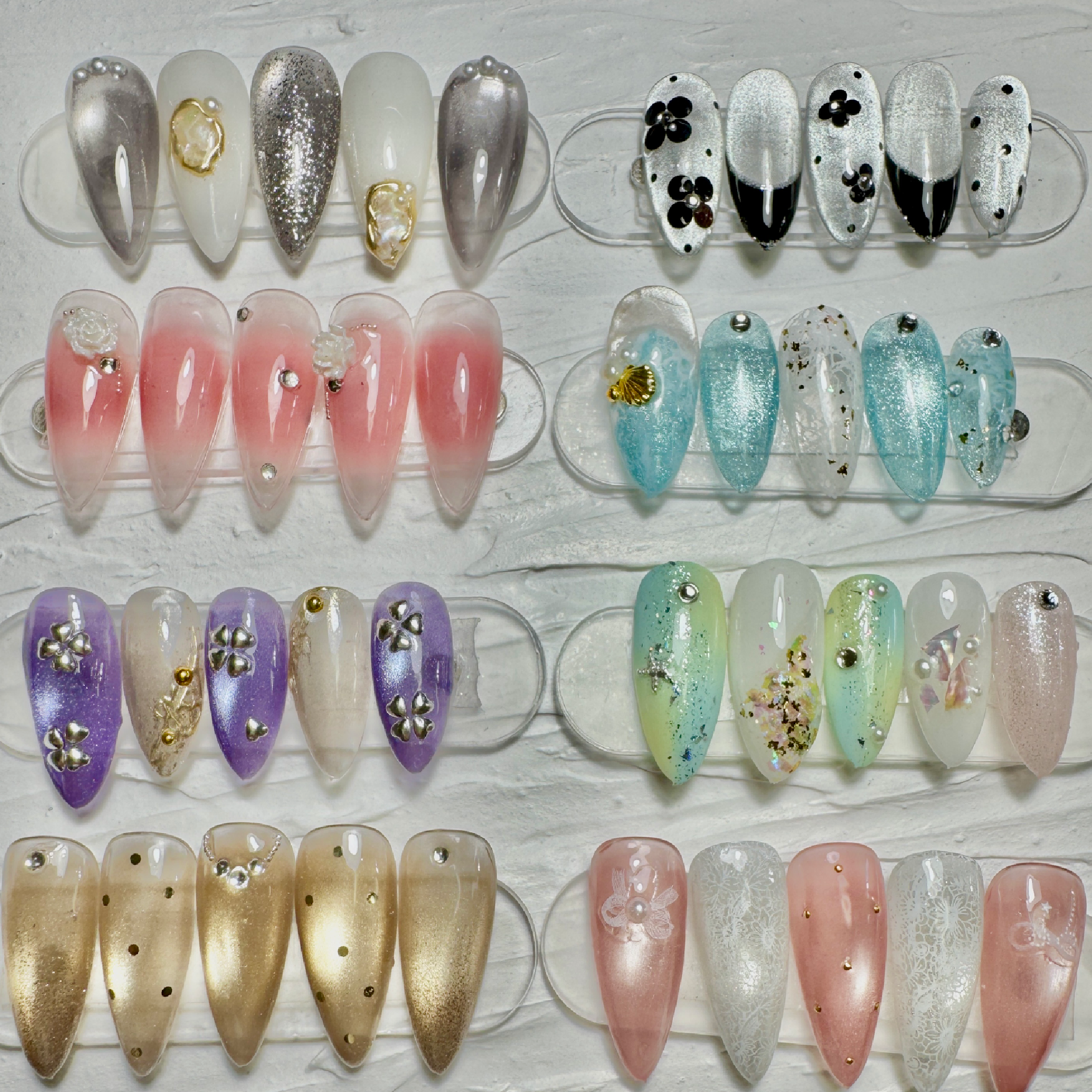 チップ長さ出しで美フォルム仕上げ◎シンプルデザイン4本☆パーツ２個無料