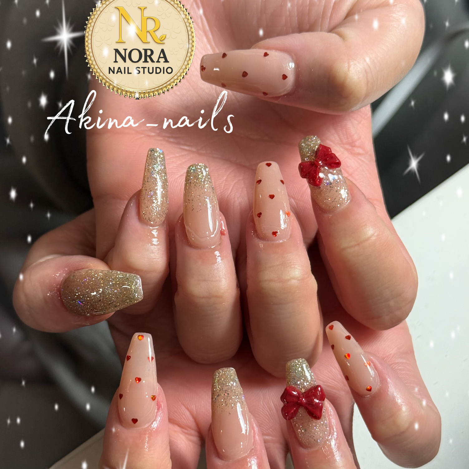 チップ長さだし10本+シンプルデザイン+パーツ2個