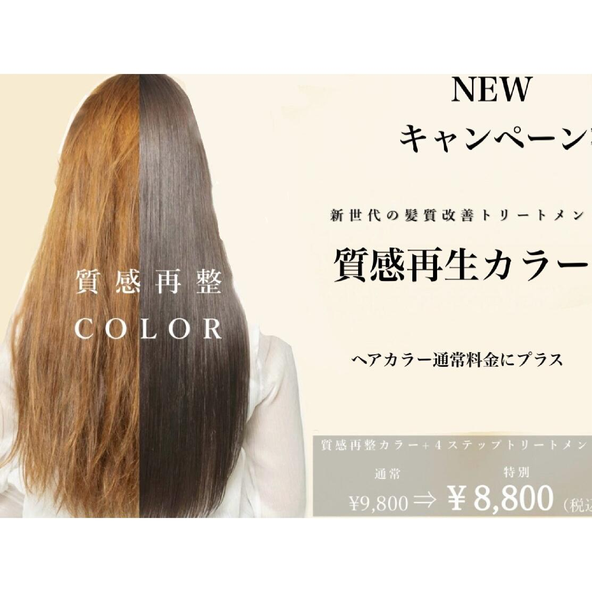 業界初【髪質改善を超えた！】カット+質感再生N°カラートリートメント
