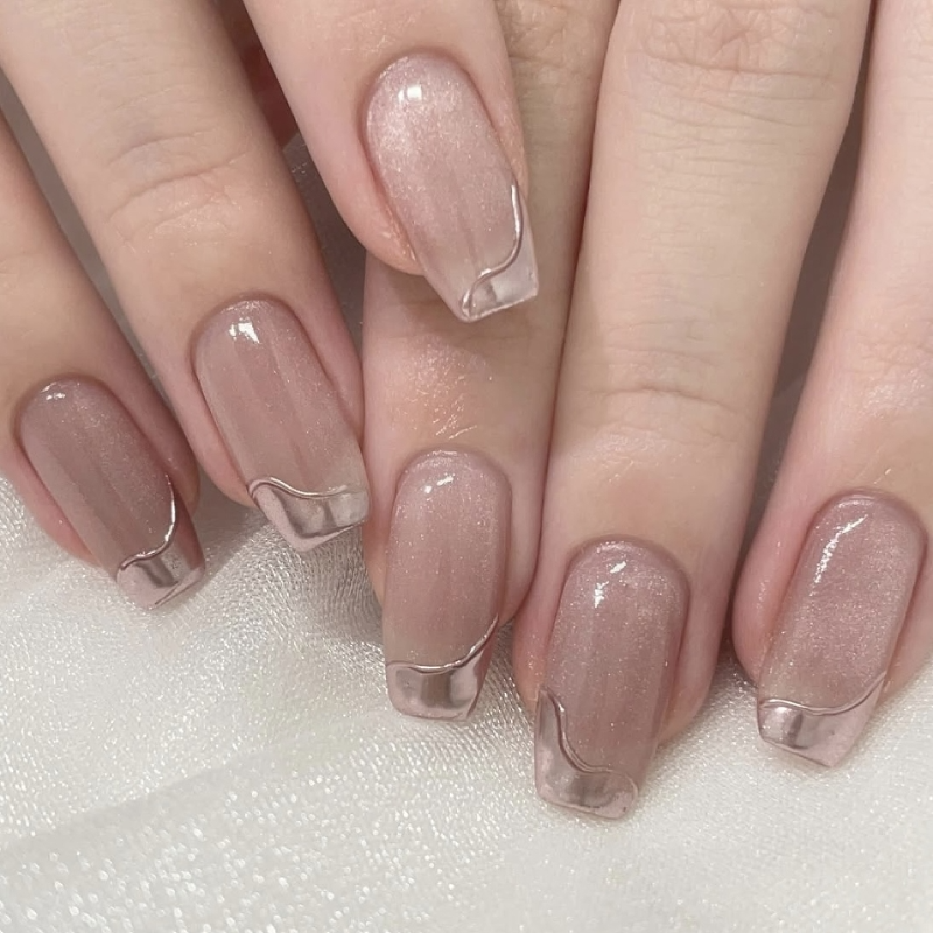 自爪ミラーフレンチネイル Mirror French