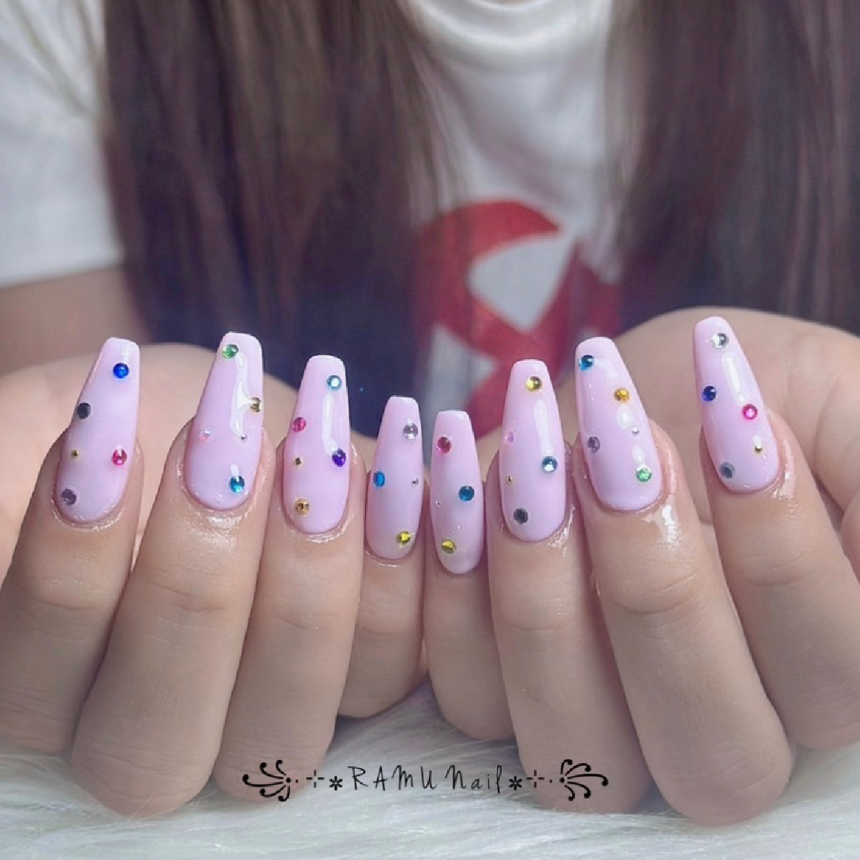 【持込デザイン】チップ長さだし＋ストーンつけ放題 (ワンカラー)⏰150分