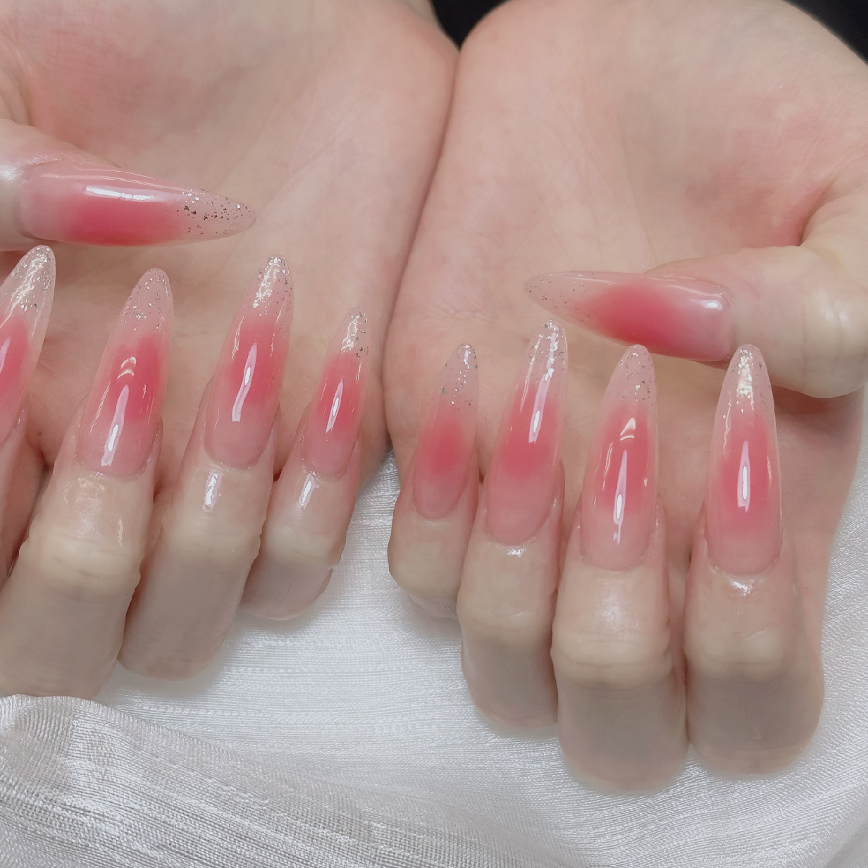 💅チップ長さだし✨チーク＋ラメグラ💖上品で華やかな輝き✨