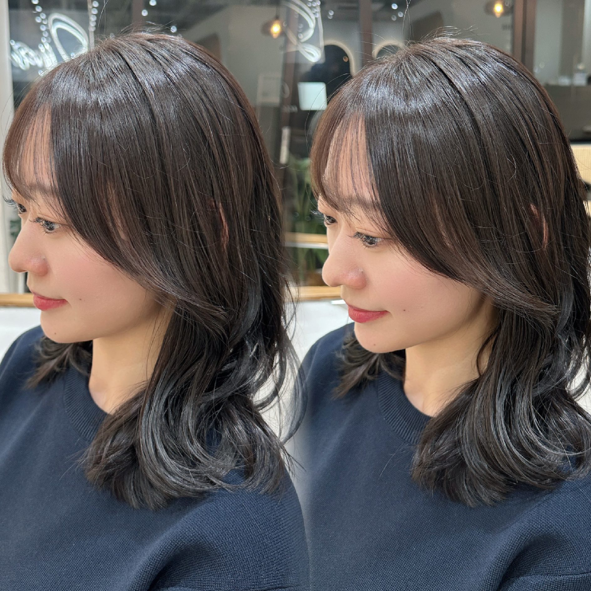 顔周りカット×髪質改善ケアカラー×トリートメント✨前髪カット