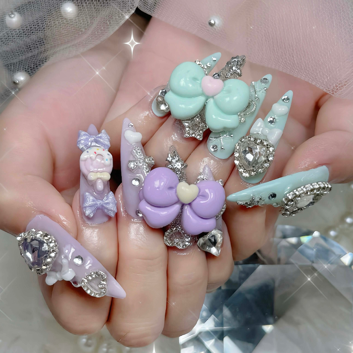💗20％お得コース🍀10本長さ出し＊パーツ無制限つけ放題¥12800
