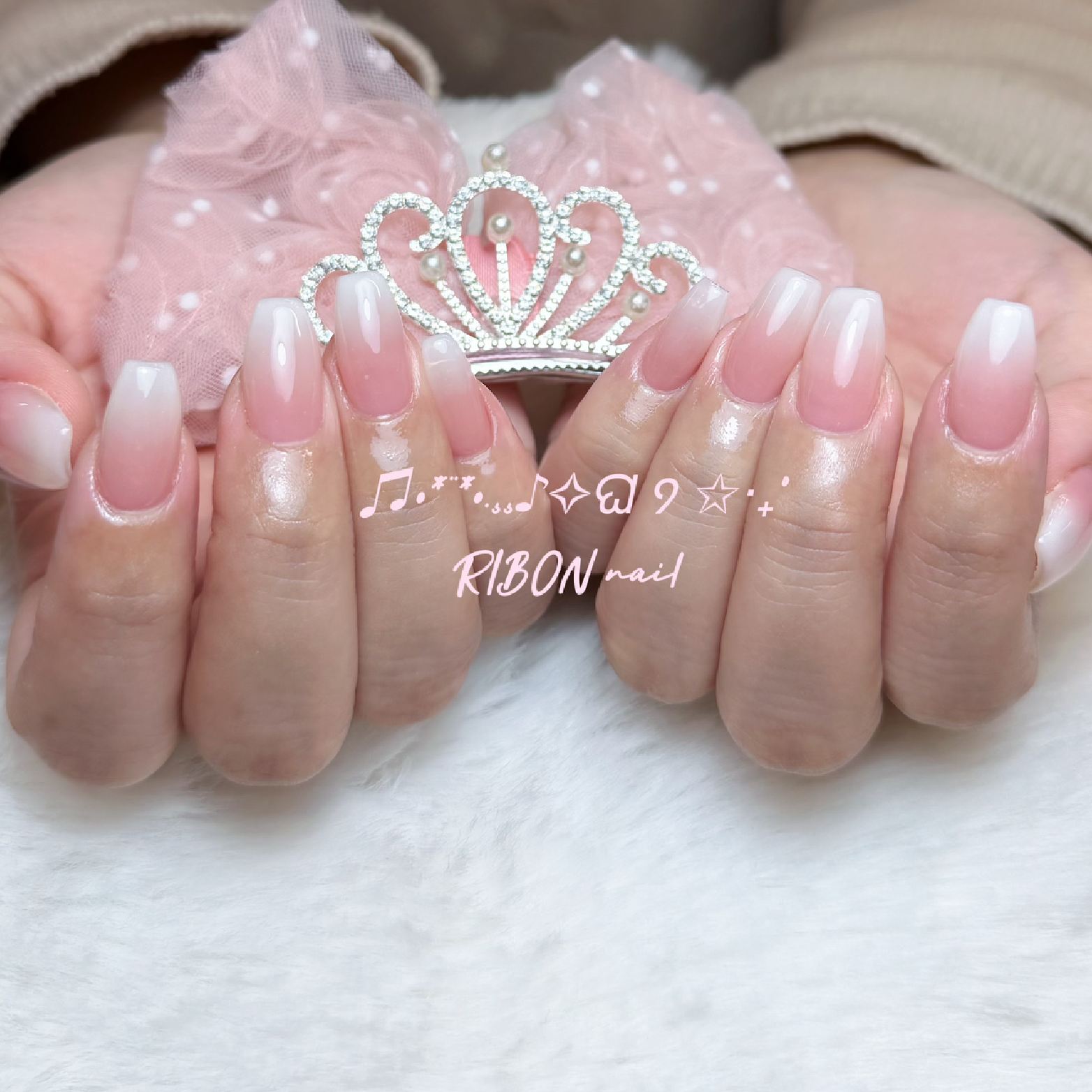 【自爪】カラーグラデーション＆ラメグラデーションネイル💓🎀