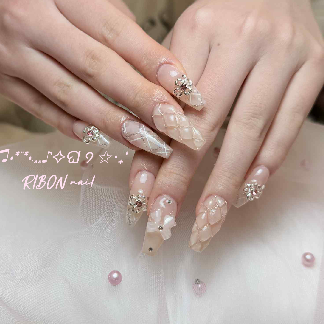 【チップ長さだし10本】ぷっくりジェル3D2本💅🏻＆アート/パーツ付け放題