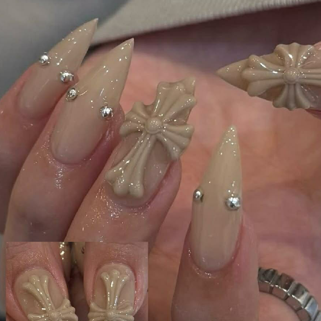 研修中3🎀チップ長さだしワンカラー/ラメ\フラッシュ➕パーツ付け放題