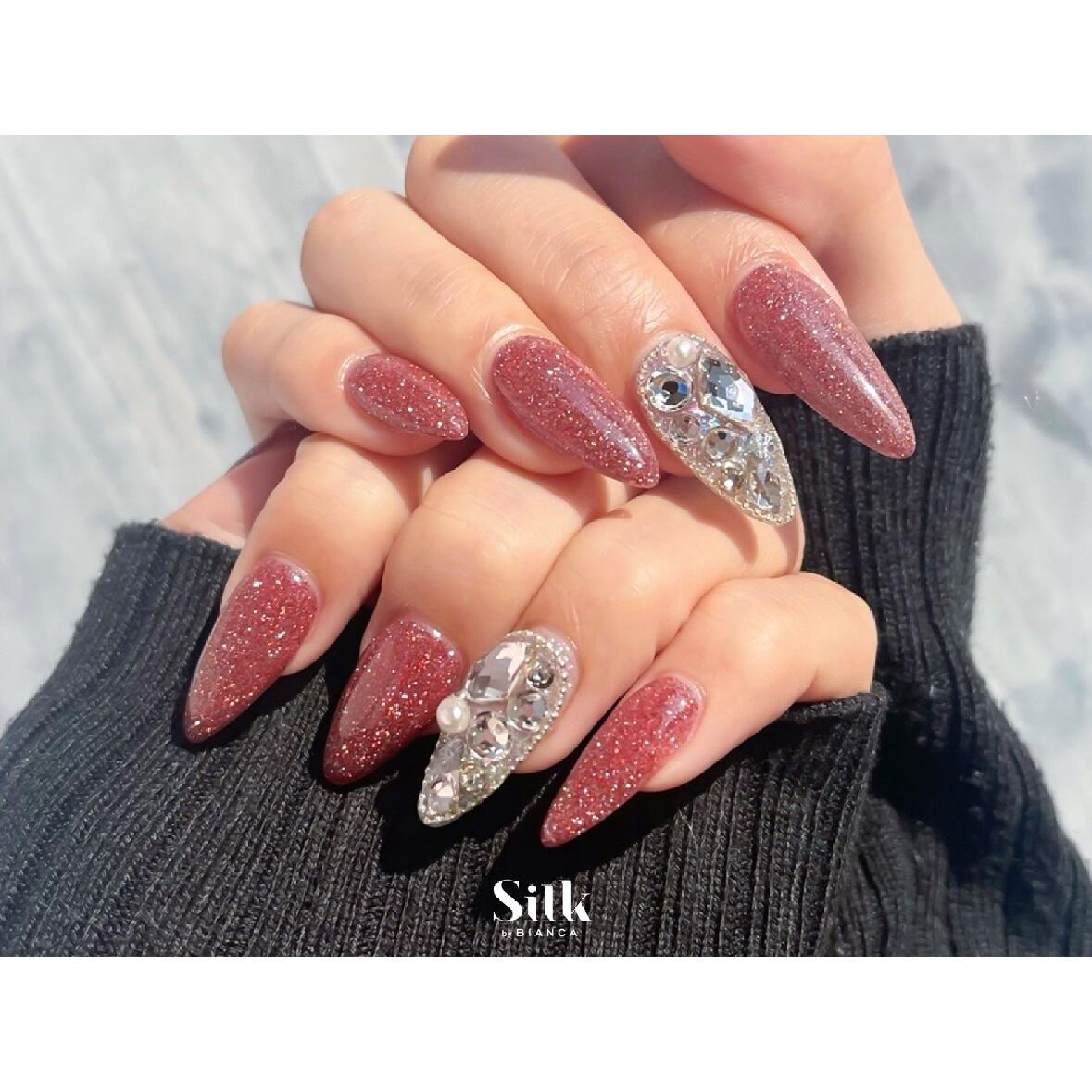 キラキラ★【ストーン埋め尽くし2本+ワンカラー】￥7430