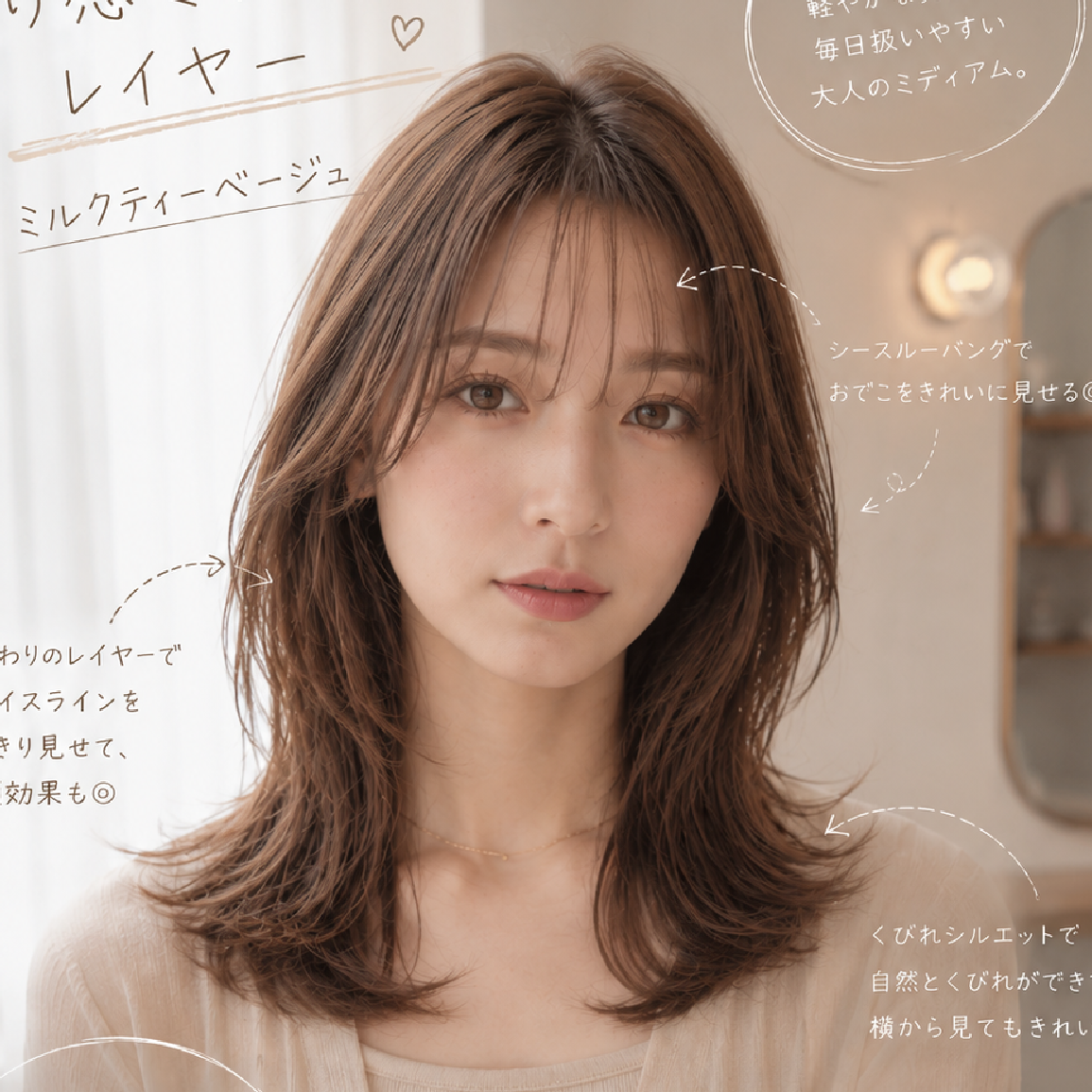 韓国ヘアカット＋透明感赤味なしカラー＋超音波トリートメント