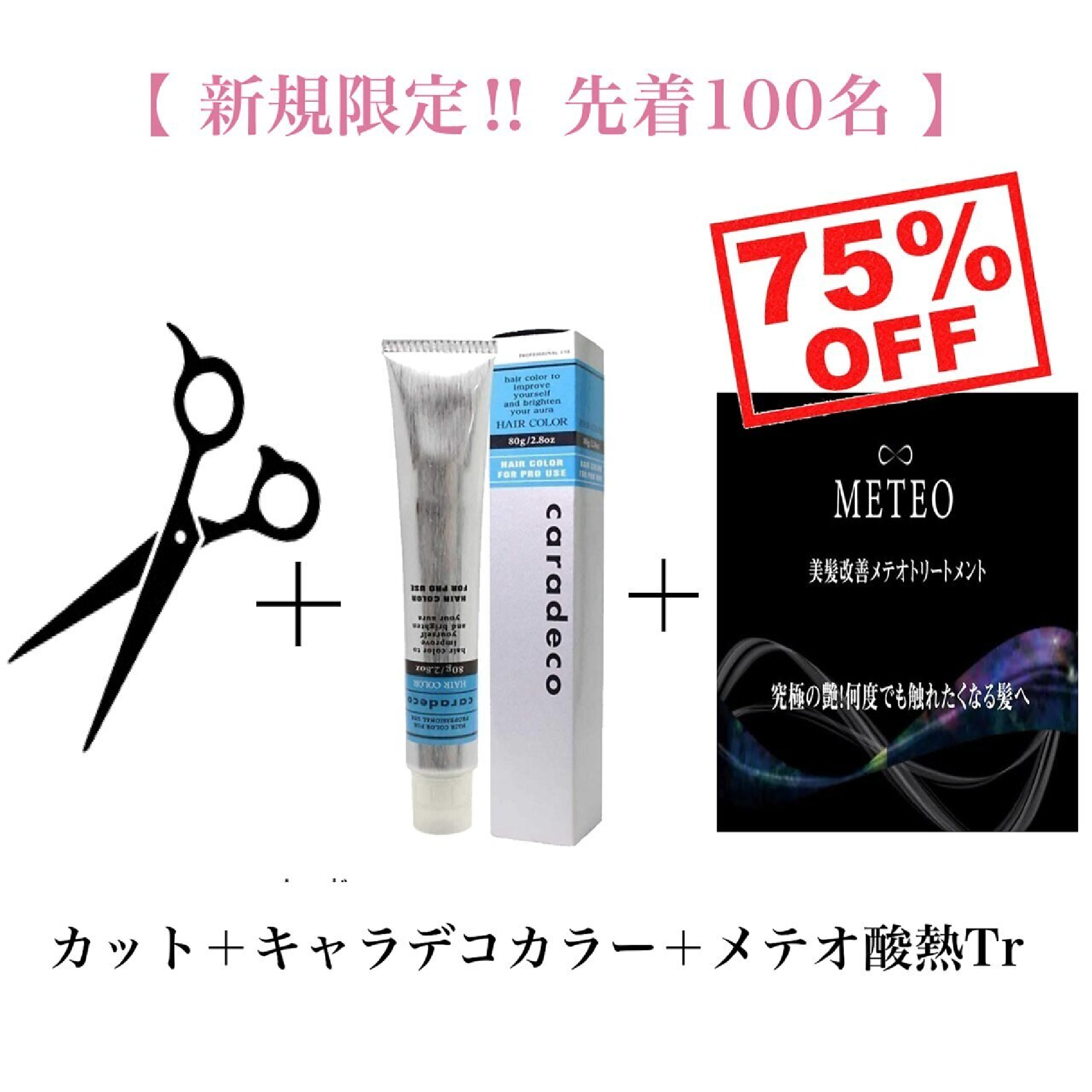【先着50名様限定★酸熱75%OFF】カット+カラー+髪質改善メテオ酸熱TR