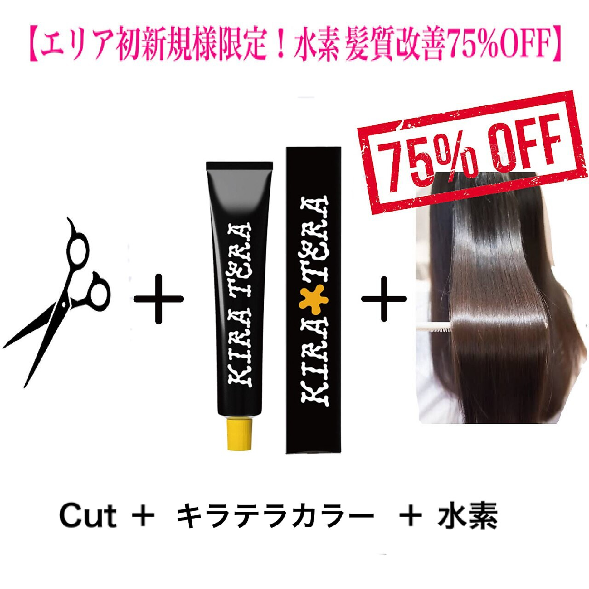 【ご新規先着50名様限定★水素TR75%OFF】カット+ダメージレスカラー+水素
