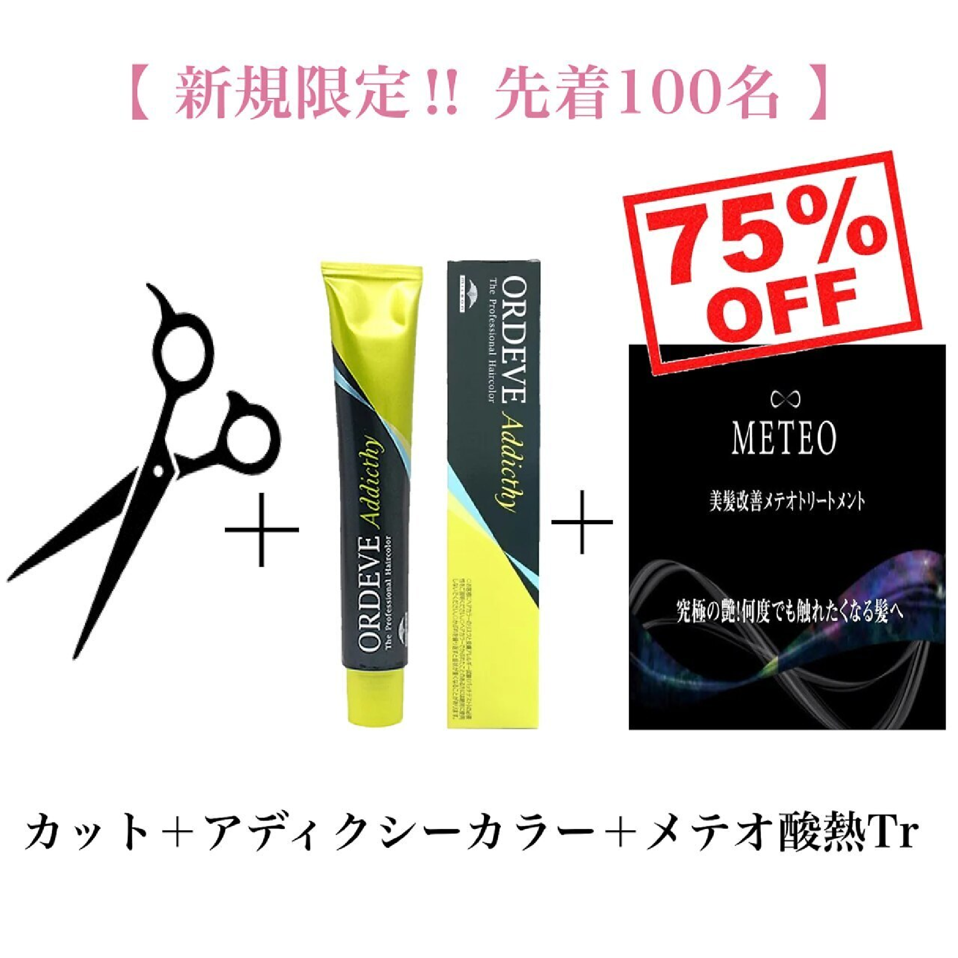 【50名様限定★酸熱75%OFF】カット+ダメージレスカラー+髪質改善メテオ酸熱