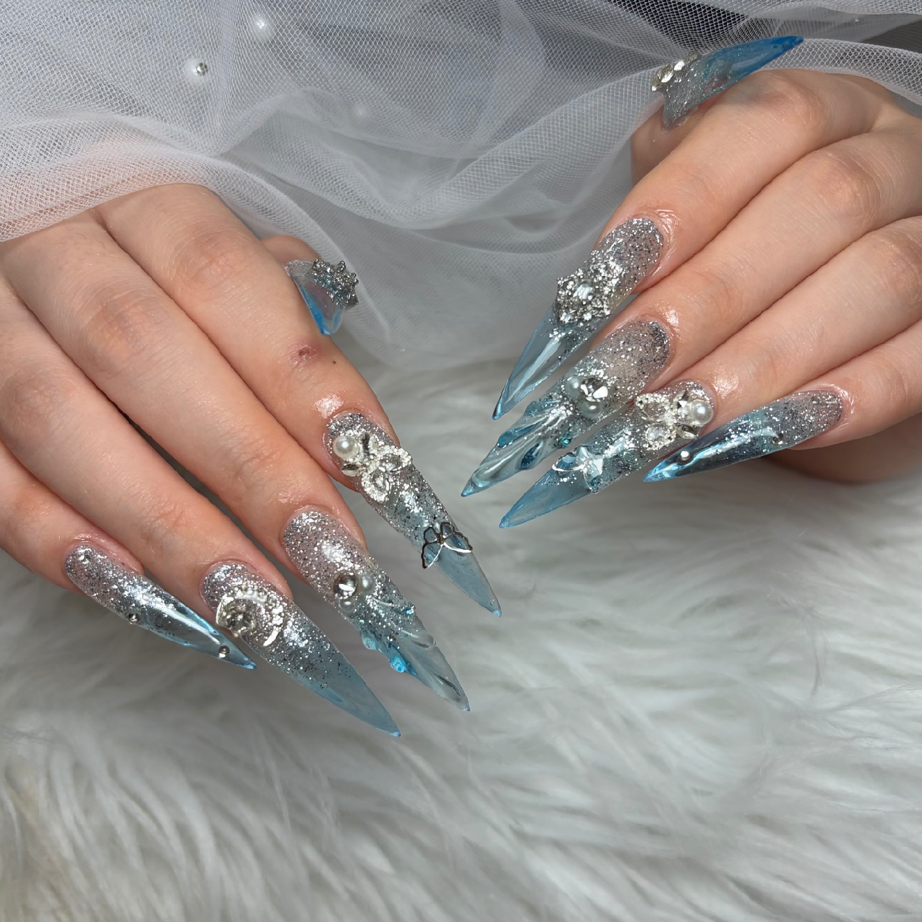 🎀EXTRA LONG XLチップ10本・アートやり➕パーツ付け放題